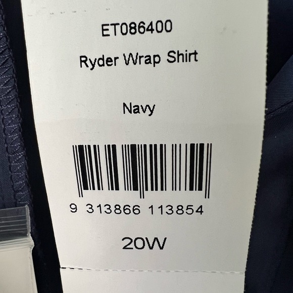 NWT Estelle Ryder Wrap Shirt 3X Navy Blue Long Sleeve Button Down Satin 20W - Picture 8 of 13